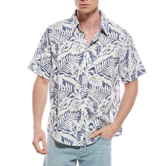 Report Collection Tropical Linen-Blend Shirt Men's Size XXL - Picture 1 of 7